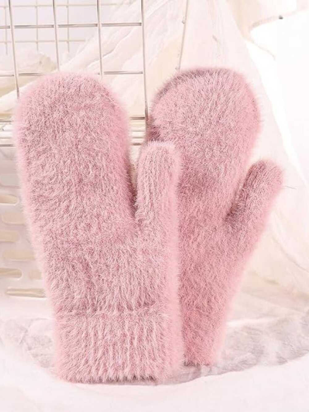 Eohak Women's Winter Warm Mittens Knit Gloves Soft Wool Thick Fleece Lined